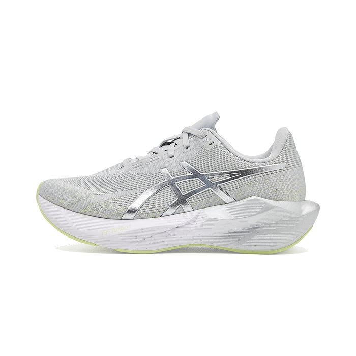 Women's - ASICS Novablast 6 Platinum - Platinum/Glow Green