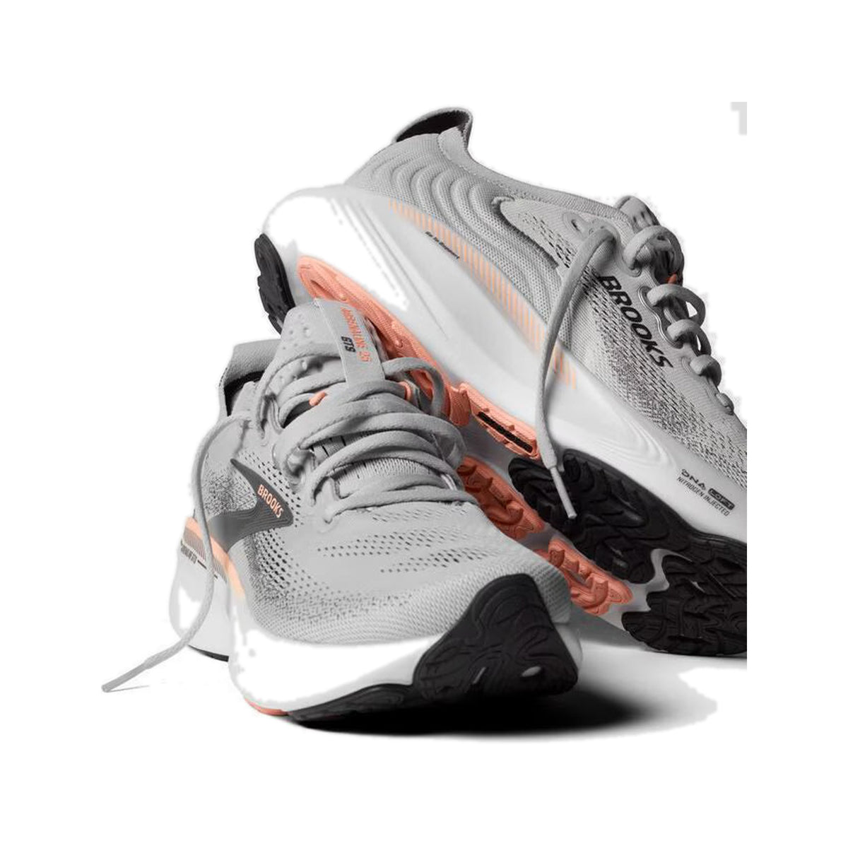 Women's Brooks Adrenaline GTS 25 Grey-Blackened Pearl-Coral running shoe