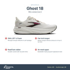 Women's Brooks Ghost 18 Coconut-Coffee-Fuchsia features