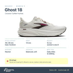 Women's Brooks Ghost 18 Coconut-Coffee-Fuchsia specs