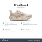 Women's Brooks Ghost Max 4 Arctic Wolf-Rose-Coconut features