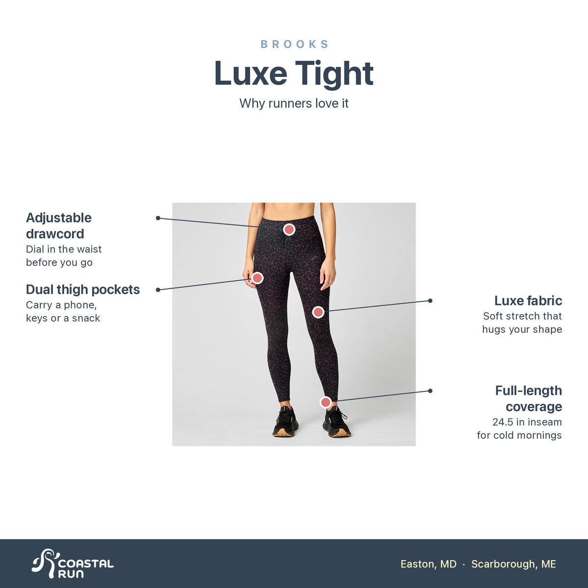 Women's Brooks Luxe Tight Wildcat Cocoa features