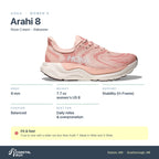 Women's HOKA Arahi 8 Rose Cream - Alabaster specs