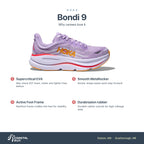 Women's HOKA Bondi 9 Aster Flower-Starlight Glow features