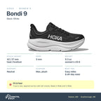 Women's HOKA Bondi 9 Black-White specs