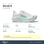 Women's HOKA Bondi 9 Frost-Cielo Blue specs