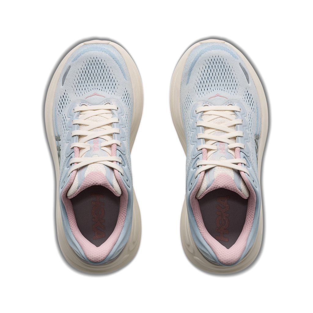 Women's HOKA Bondi 9 Glimmers- Alabaster - Mineral Blue running shoe