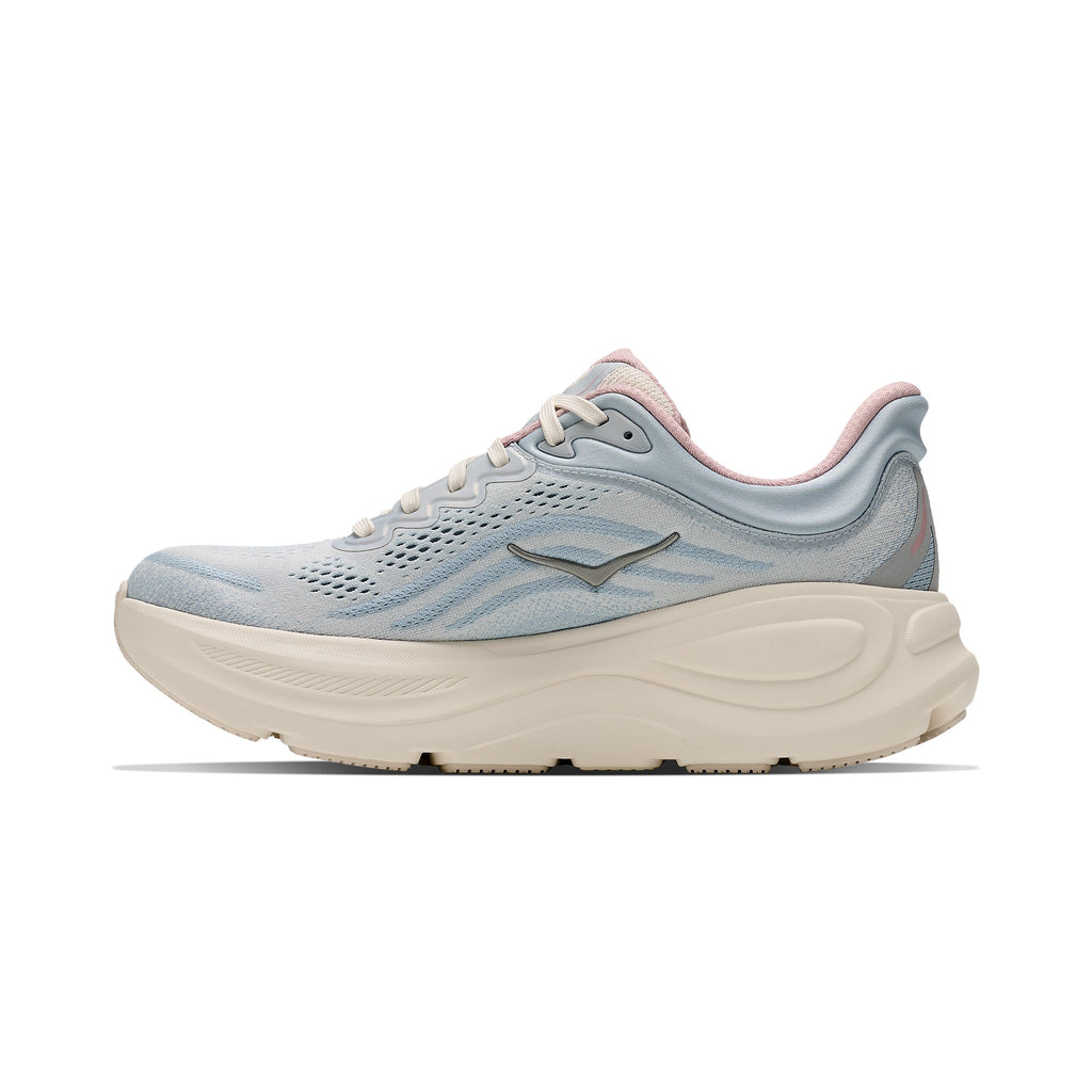 Women's HOKA Bondi 9 Glimmers- Alabaster - Mineral Blue running shoe
