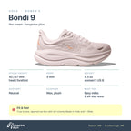 Women's HOKA Bondi 9 lilac cream - tangerine glow specs