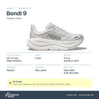 Women's HOKA Bondi 9 Stardust-Silver specs