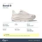 Women's HOKA Bondi 9 White-White specs