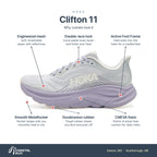 Women's HOKA Clifton 11 STARDUST - MELLOW LILAC features
