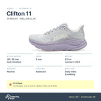 Women's HOKA Clifton 11 STARDUST - MELLOW LILAC specs