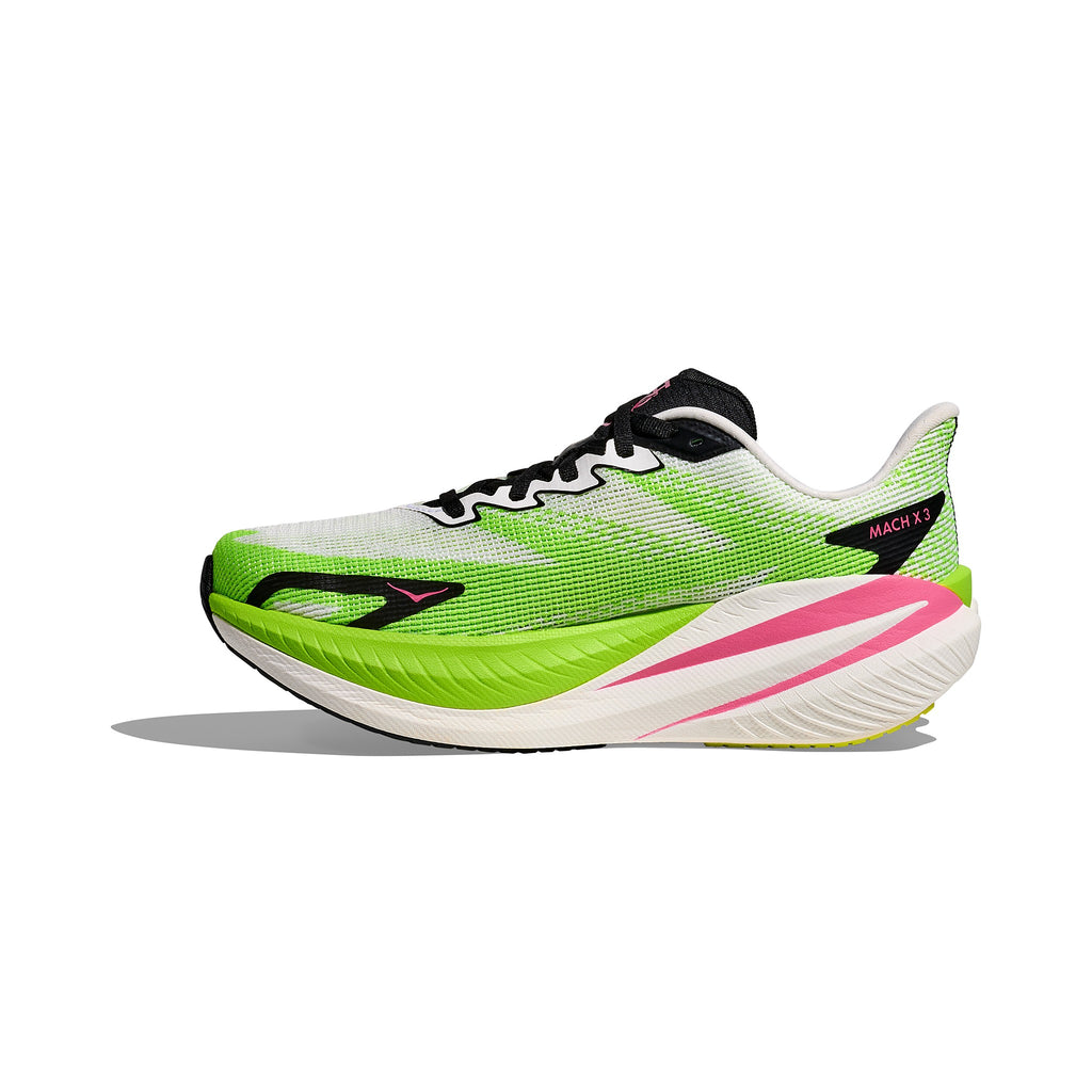 Women's HOKA Mach X 3 white - neon lime running shoe