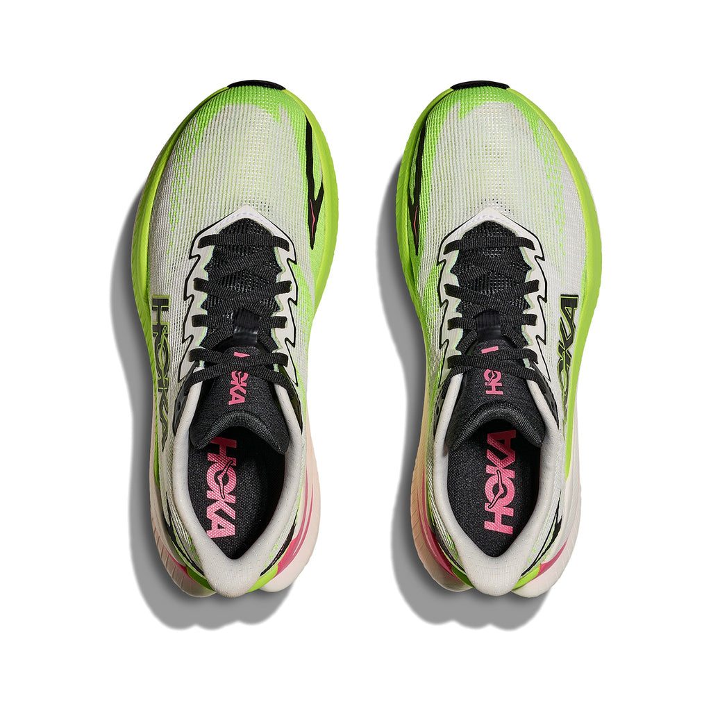 Women's HOKA Mach X 3 white - neon lime running shoe