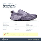 Women's HOKA Speedgoat 7 MELLOW LILAC - PURPLE FOG specs