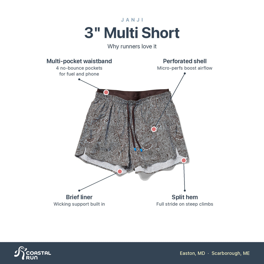 Women's Janji 3" Multi Short Paisley features
