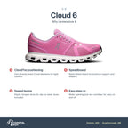 Women's On Cloud 6 Raspberry-White features