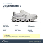 Women's On Cloudmonster 3 White-Wolf specs