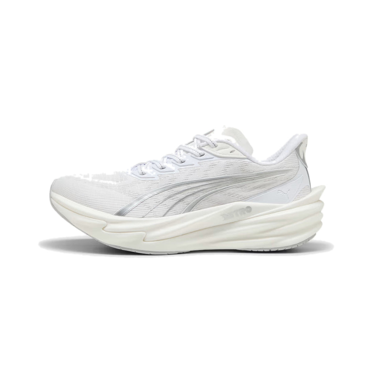 Women's PUMA Deviate Nitro 4 Warm White-Lucite-Vapor Gray running shoe