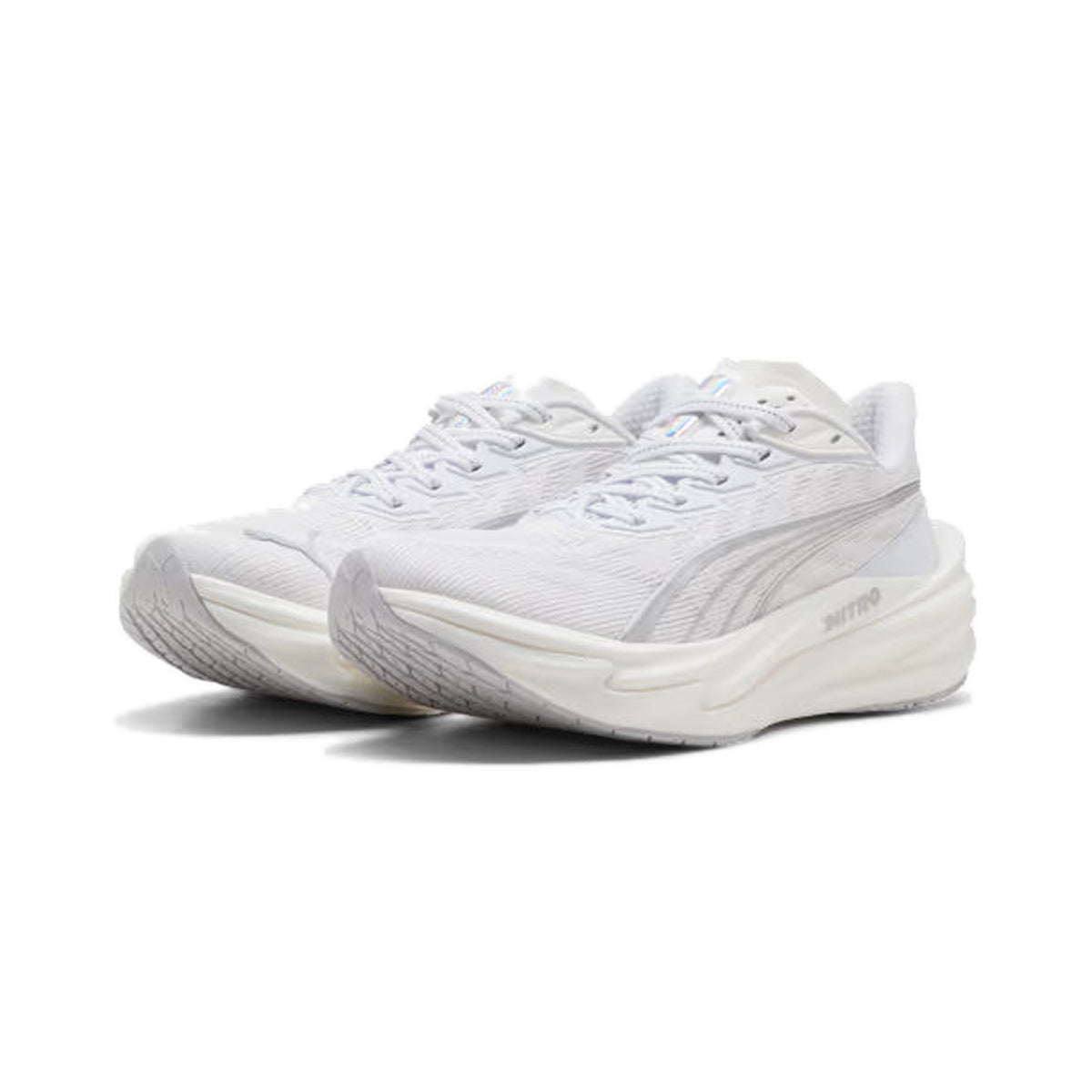 Women's PUMA Deviate Nitro 4 Warm White-Lucite-Vapor Gray running shoe