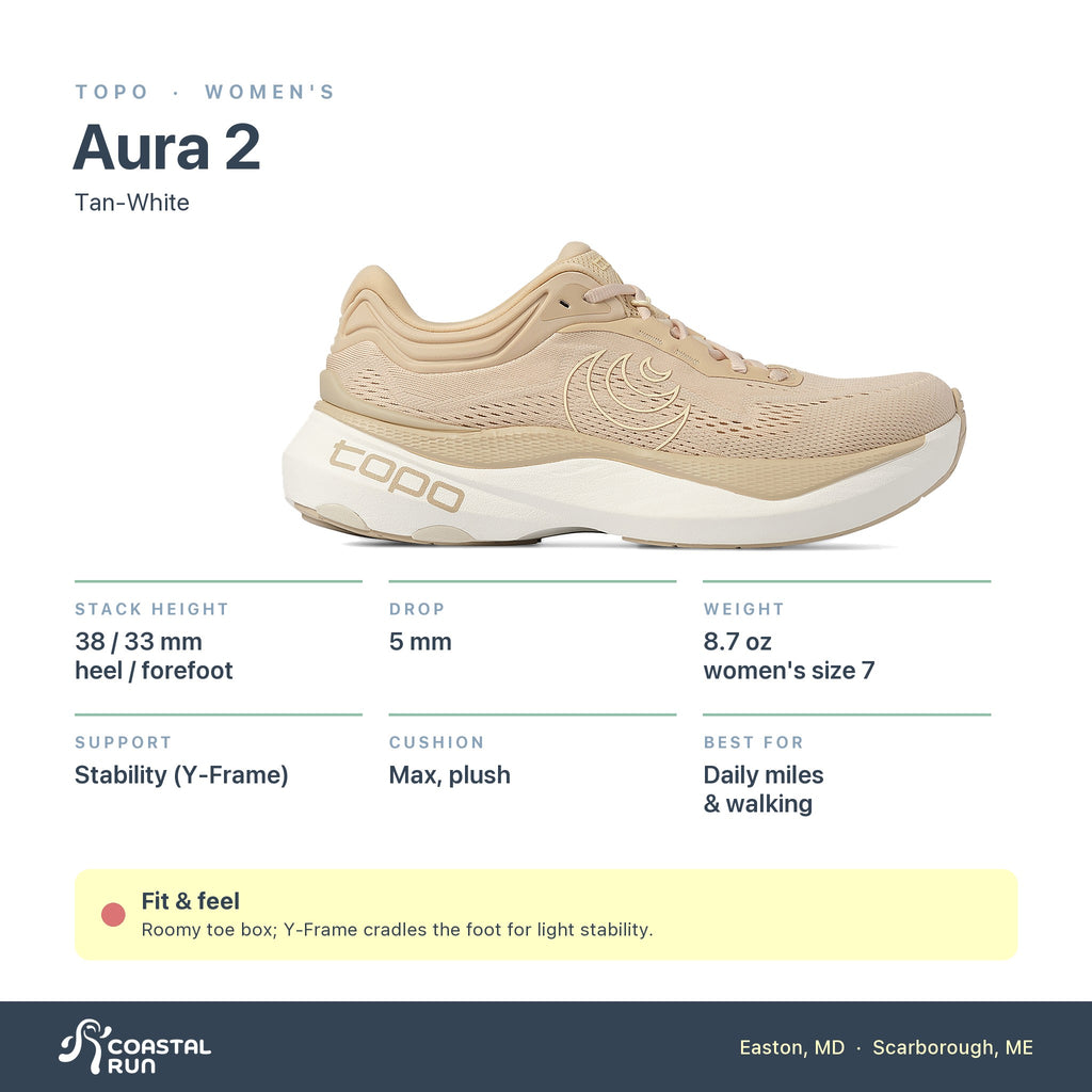 Women's Topo Aura 2 Tan-White specs
