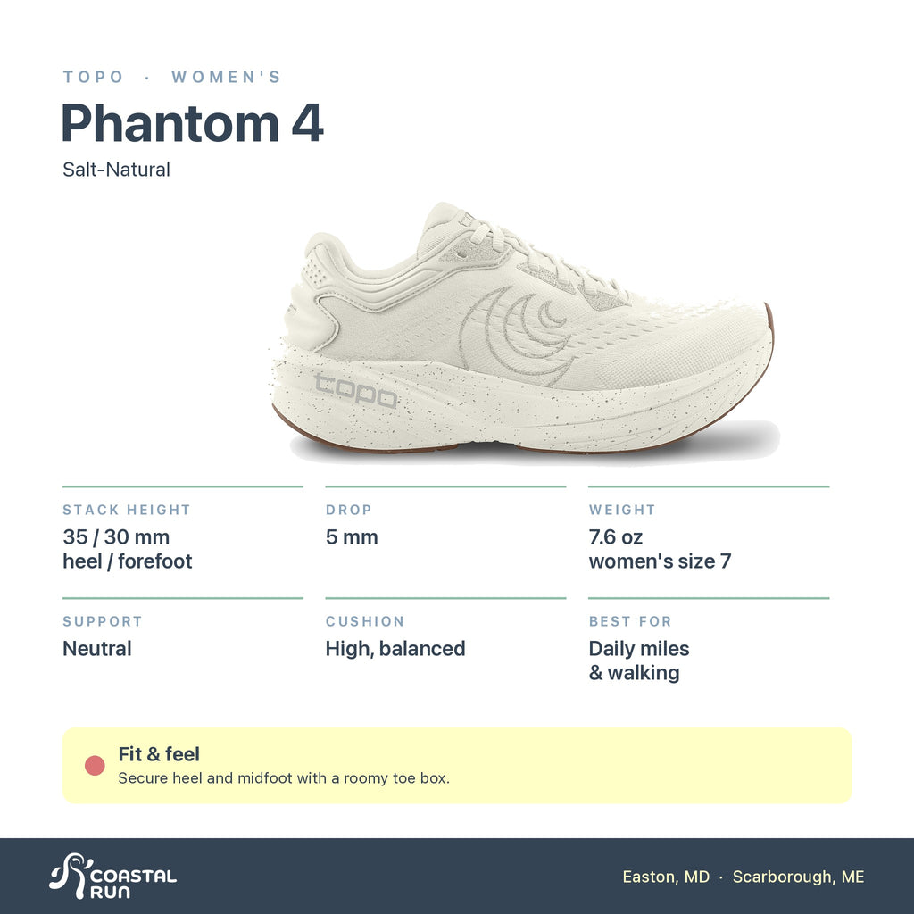 Women's Topo Phantom 4 Salt-Natural specs